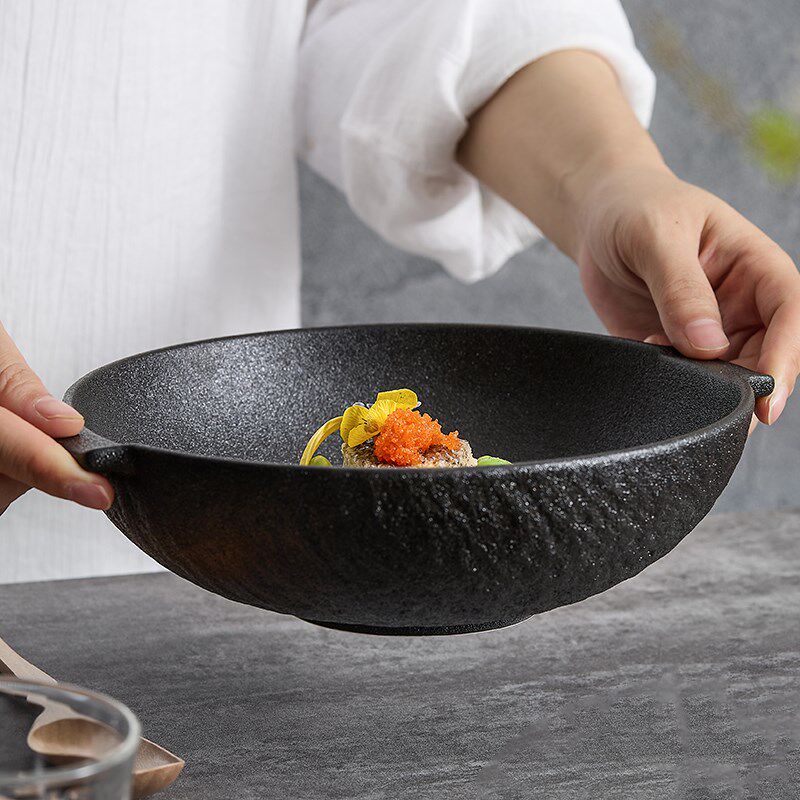 双耳防烫泡面碗汤碗宿舍餐具陶瓷碗个人专用沙拉碗新款高颜值大碗