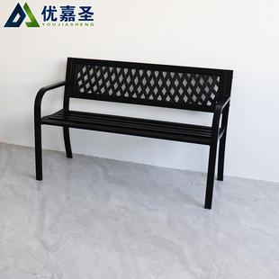 公园椅户外长椅庭院现代双人凳子铁艺阳台休闲长凳PVC背长条椅子