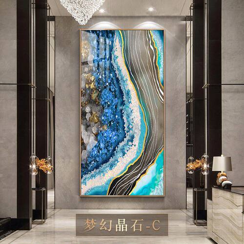 轻奢入户玄关装饰画手工镶钻楼梯