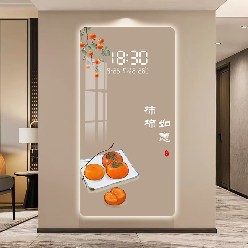 柿柿如意中式山水客厅装饰画LED