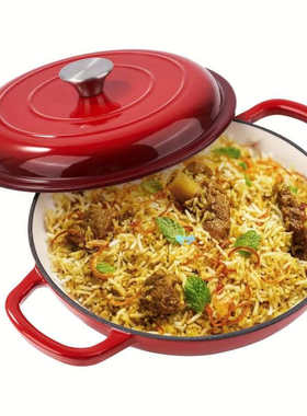 3 Quart EnameLED Shallow Cast Iron Dutch Oven With Lid,