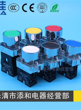 一佳YJ139-XB2-10BN XB2-01BNZS红黄绿蓝白黑色22mm平头按钮开关