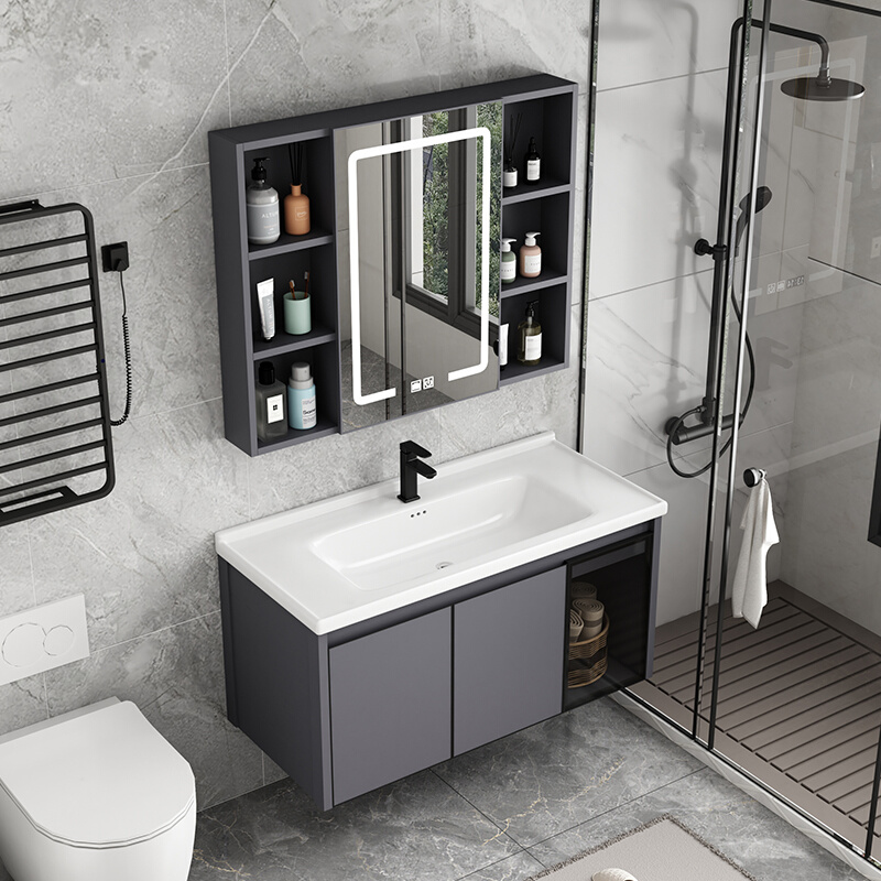 铝蜂窝板宽35/40-44cm窄长浴室柜洗手池太空铝柜陶瓷盆组合小户型