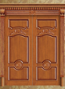 酒店室内进户平开大门 豪华别墅原木大门 原木入户大门 木门批发