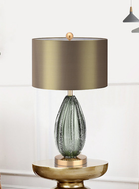 美式奢华绿色琉璃台灯现代别墅客厅书房时尚创意样板房卧室床头灯