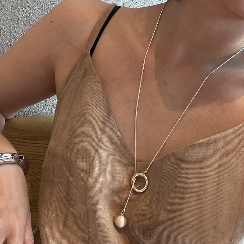 银色铜长款项链流苏高级感小众设计百搭毛衣链