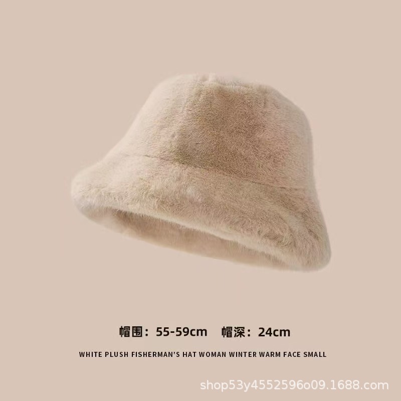 Global Treasure—毛绒帽子女冬天可爱加绒显脸小兔毛线帽水桶