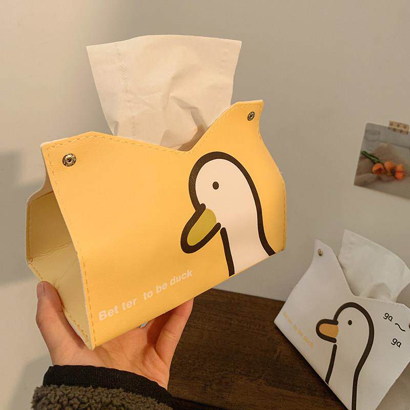 可爱呆呆鸭抽纸盒家用客厅创意网红款纸巾盒高颜值餐巾纸盒子车载