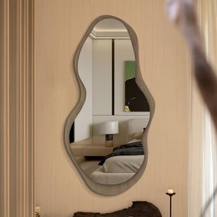 轻奢风湖泊镜子 美式入户穿衣镜壁挂异形试衣镜全身不规则落地镜