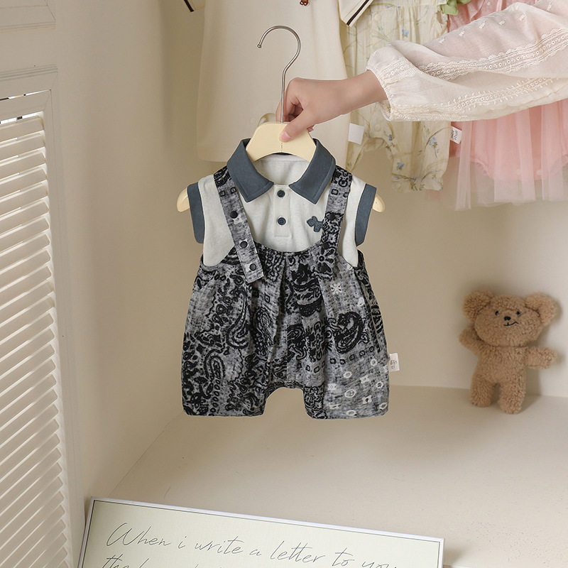 柏艺-婴幼儿夏季套装洋气网红宝宝连体衣无袖恤+背带裤儿童两件套,童装/婴儿装/亲子装,T恤,淘宝优惠券,粉丝福利购,淘宝优惠卷