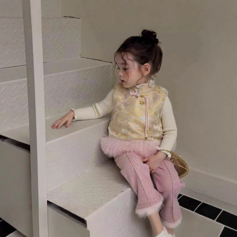 柏艺-女童新中式旗袍公主裙秋季新款周岁生日礼服中小童女宝宝汉