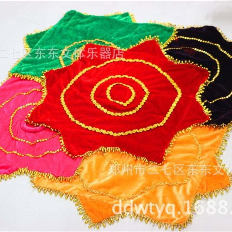 舞蹈手绢八角巾二人转手绢花秧歌跳舞手巾花专业加厚金丝绒外圈