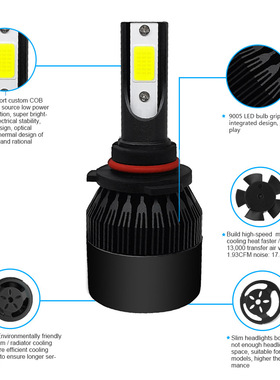 C6-LED 汽车大灯 黑色led车灯 h11h4led车灯灯泡h7 9005 厂家直供