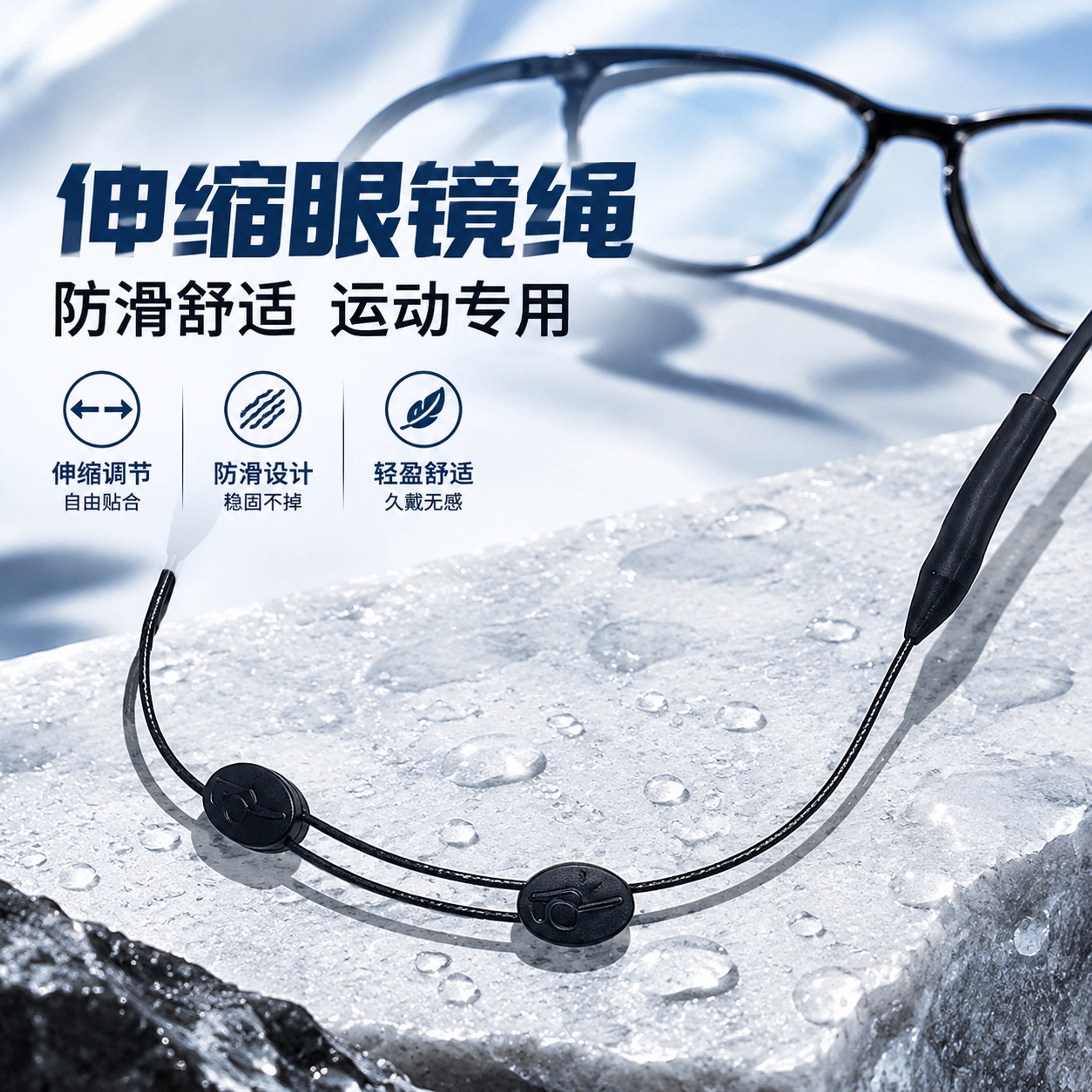 可调节运动眼镜绳伸缩防滑防脱落防掉挂绳神器打球户外挂绳可调节