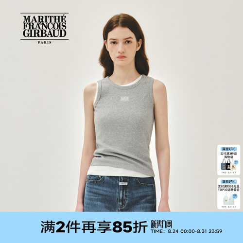 MARITHE女士丝带LOGO无袖T恤