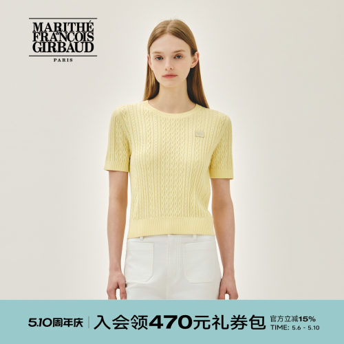 MARITHE女士绞花短袖针织衫