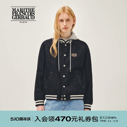 MARITHE插肩袖牛仔学院风夹克
