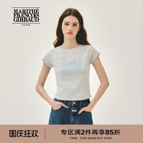 MARITHE女士花朵经典LOGOT恤