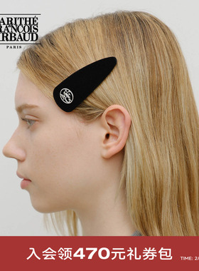 MARITHE丝绒发卡 潮流精致时尚品牌圆形LOGO发卡2025秋新款