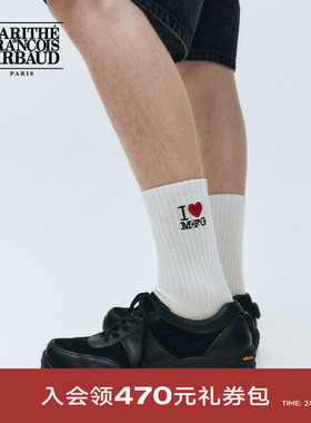 MARITHE I LOVE MFG袜子情侣刺绣点缀罗纹中筒针织袜25年春秋韩系