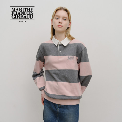 MARITHE条纹橄榄球卫衣