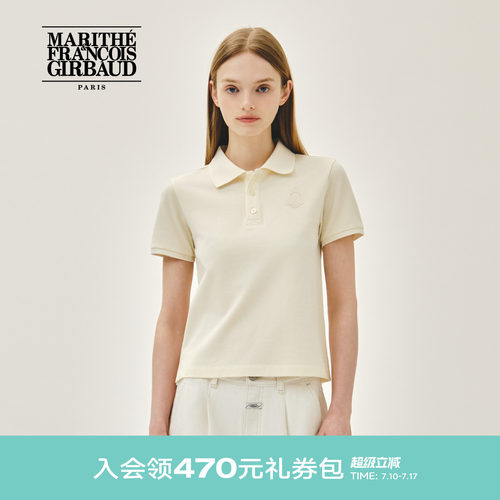 MARITHE女士POLO衫纯色刺绣徽章