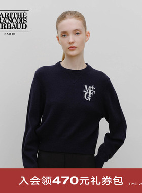 MARITHE女士M+FG图案毛衣 潮流休闲舒适短款圆领针织衫2025年秋冬