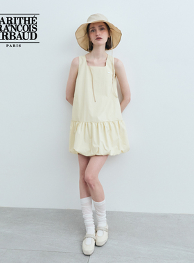 MARITHE女士无袖花苞连衣裙 潮流舒适纯色方领休闲裙子2025夏新款