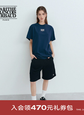 MARITHE情侣款短袖T恤潮流男女同款淡色系经典LOGO上衣25年夏韩系