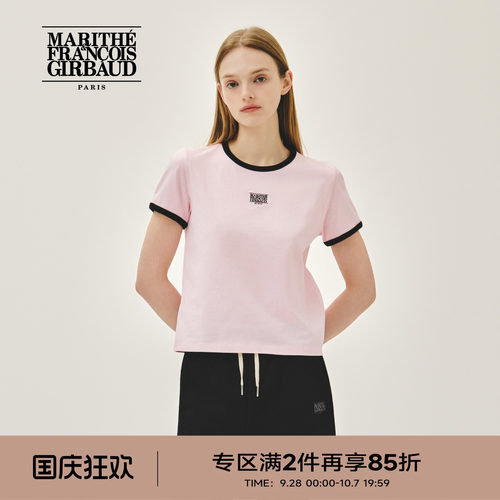 MARITHE女士经典LOGO滚边T恤
