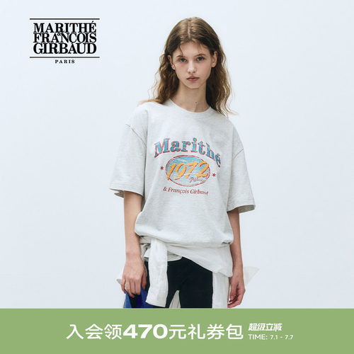 MARITHE女士椭圆图案印花短袖T恤