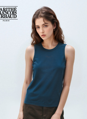 MARITHE女士复古水洗背心吊带 潮流圆领简约休闲复古2025年夏韩系