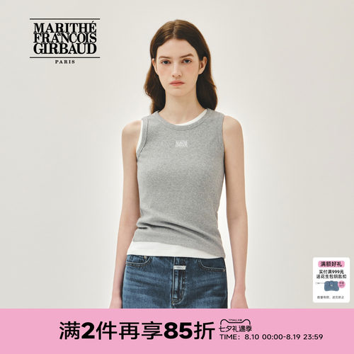 MARITHE女士丝带LOGO无袖T恤