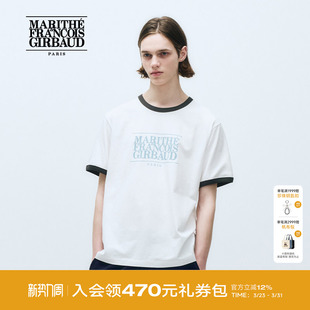 T恤LOGO撞色男女情侣上衣2025年夏韩系 MARITHE短袖 车银优同款