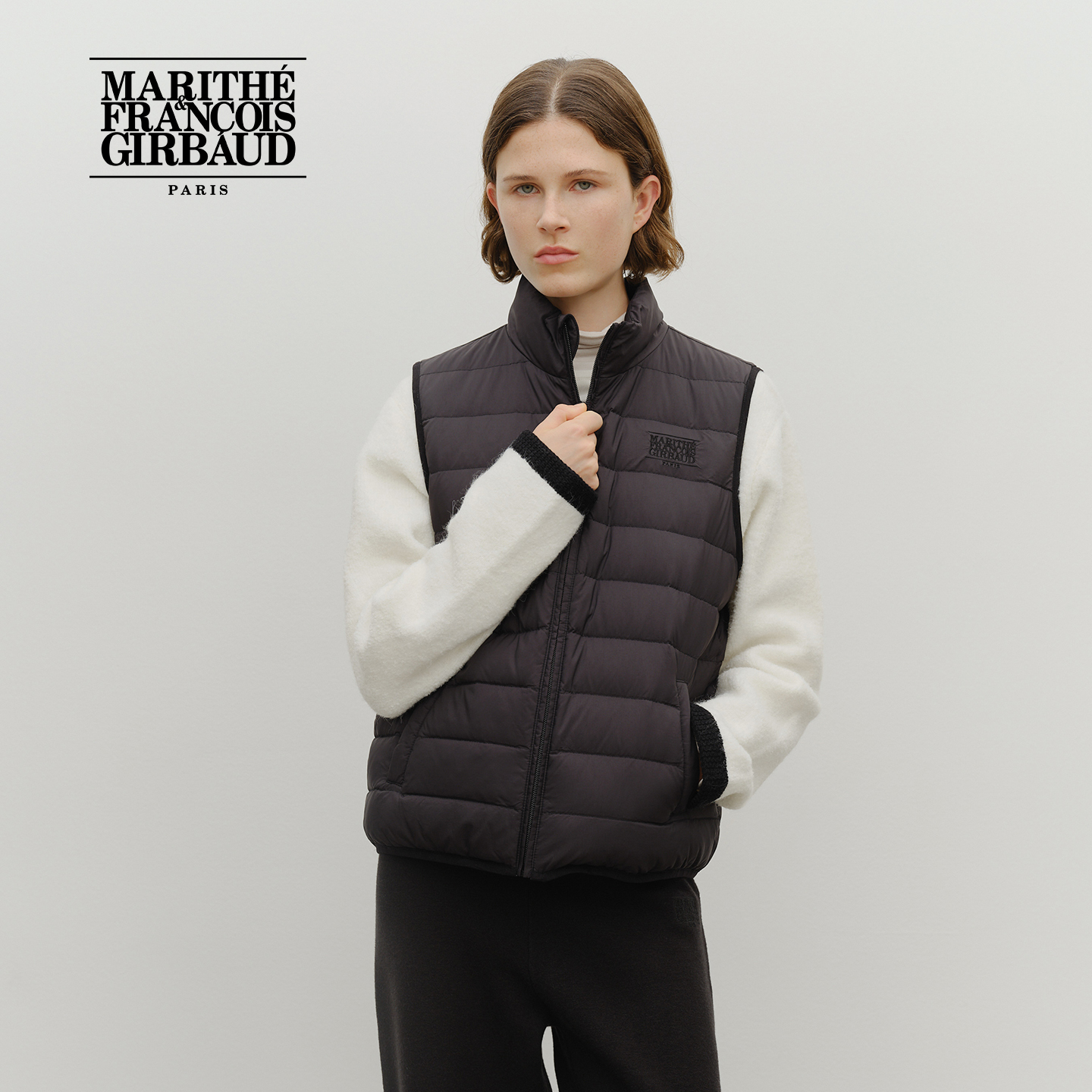 MARITHE经典LOGO轻薄羽绒马甲