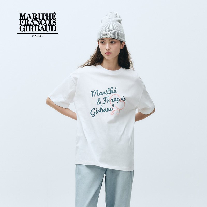 MARITHE女士手写LOGO宽松短袖T恤