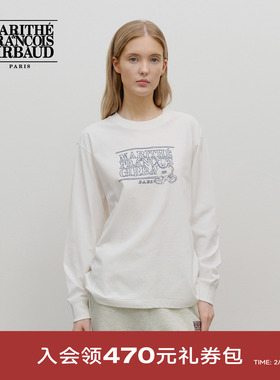 MARITHE 涂鸦图案长袖T恤 情侣男女同款圆领上衣2025年秋韩系