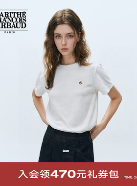 MARITHE短袖针织T恤潮流女柔软舒适圆领简约休闲上衣2025年夏韩系