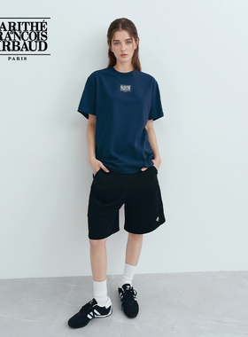 MARITHE情侣款短袖T恤潮流男女同款淡色系经典LOGO上衣25年夏韩系