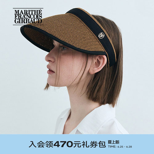 MARITHE圆形LOGO草编遮阳帽