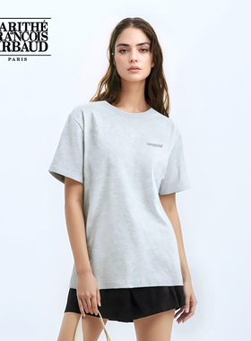 MARITHE短袖T恤潮流男女同款情侣装粗体LOGO简约圆领25年夏季韩系