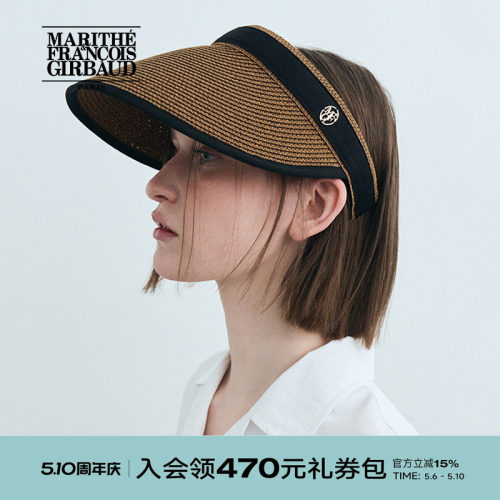 MARITHE圆形LOGO草编遮阳帽