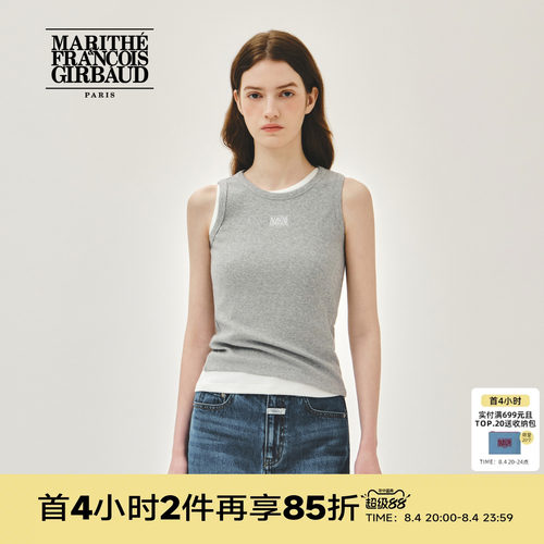 MARITHE女士丝带LOGO无袖T恤