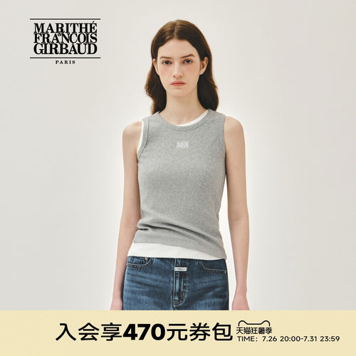 MARITHE女士丝带LOGO无袖T恤