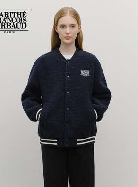 MARITHE学院风抓绒夹克 男女同款情侣款刺绣上衣2025年秋冬韩系