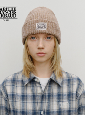 MARITHE经典LOGO粗纱毛线帽 情侣男女同款翻边设计帽子25年秋冬