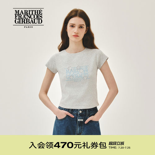 MARITHE女士花朵经典LOGOT恤