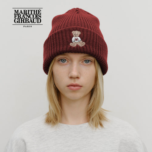 MARITHE男女同款涂鸦熊毛线帽