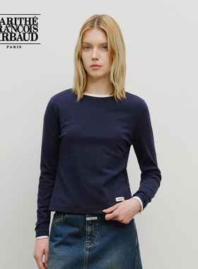 MARITHE基础款女士长袖T恤 简约时尚舒适圆领上衣2025年秋韩系