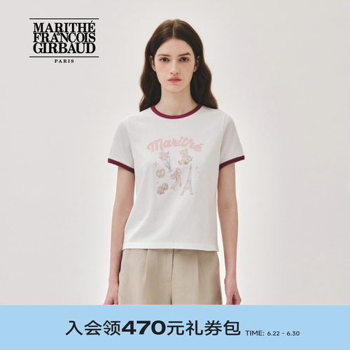 MARITHE女士印花滚边T恤